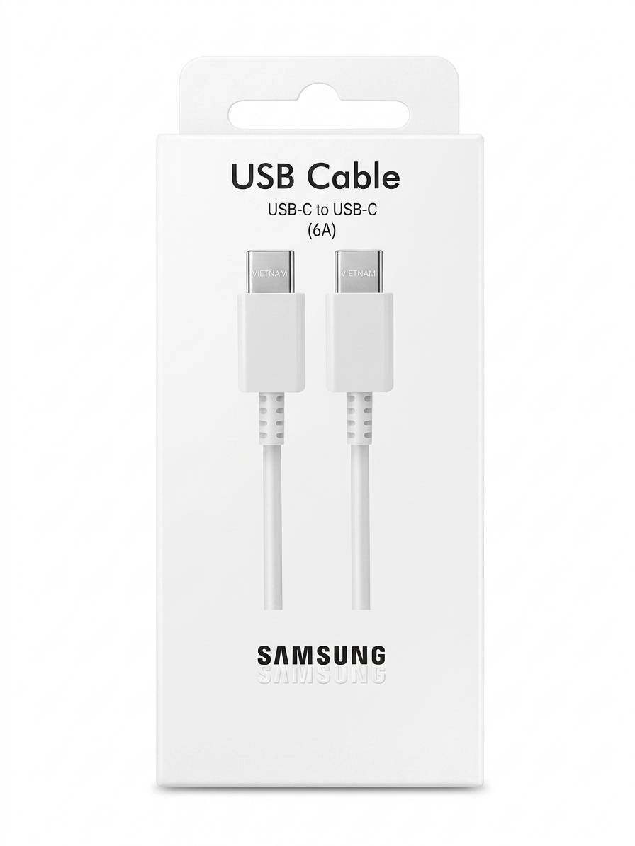 کابل شارژ Samsung Type-C to Type-C مدل S22 6A - سفید (پک دار) - BSA