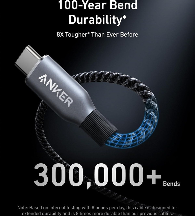کابل شارژ انکر مدل A88E2 طول ۹۰ سانتی متر USB-C به USB-C اصل